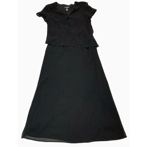 Positive Attitude Black Dress Women's 10 Petite Chiffon Lined